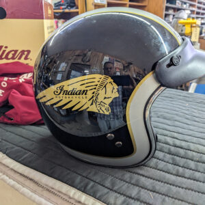 Indian Motorcycle Helmet Medium Retro Open Face Two-Tone Black/Silver/Gold A500